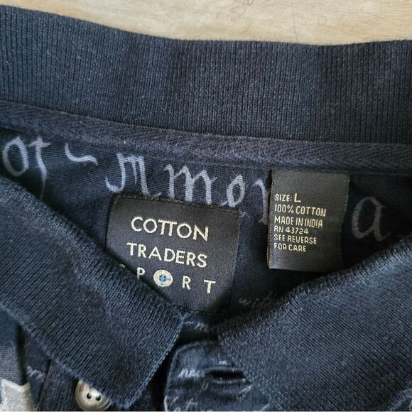 Mens Large Americana Anthem Flag Polo Shirt Red White Blue Cottons - Picture 3 of 3